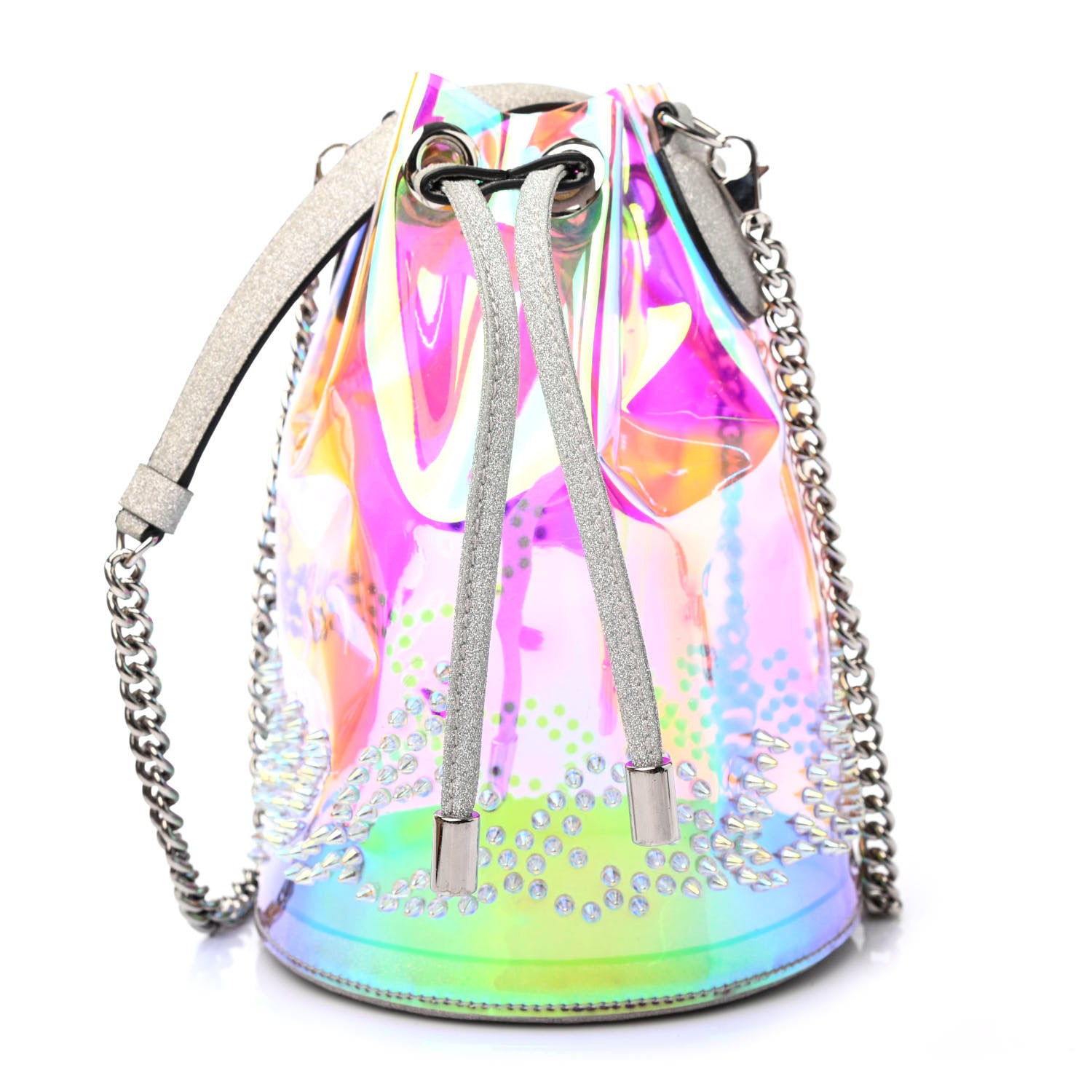 Christian Louboutin PVC Iridescent Marie Jane Studded Bucket Silver 1 of 4
