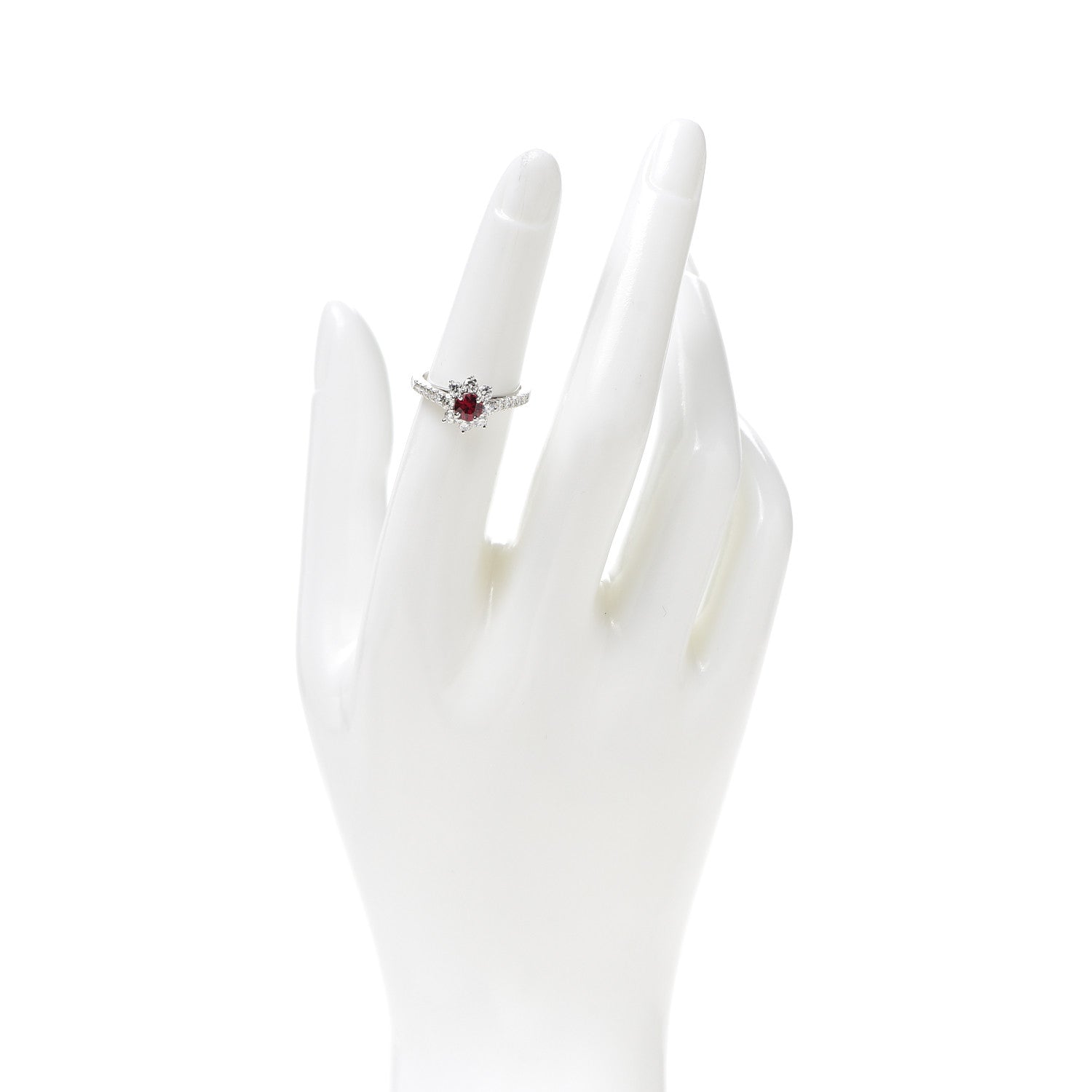 Harry Winston Platinum Diamond Ruby Sunflower Ring 50 5.5 2 of 8