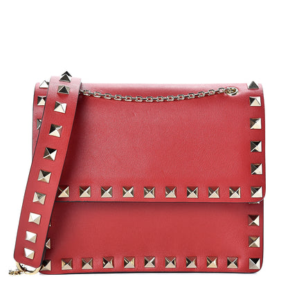 Valentino Garavani Vitello Rockstud Chain Flap Crossbody Bag Red 1 of 11