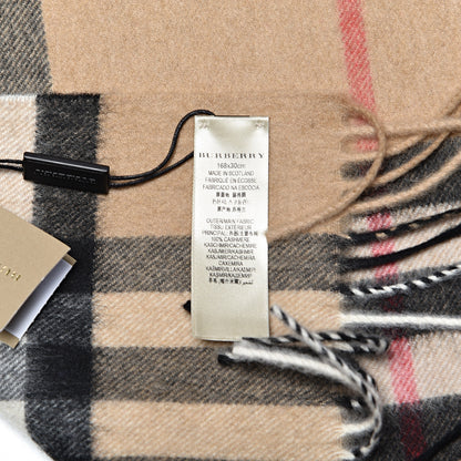 Burberry Cashmere Giant Check Fringe Scarf Camel 6 of 6