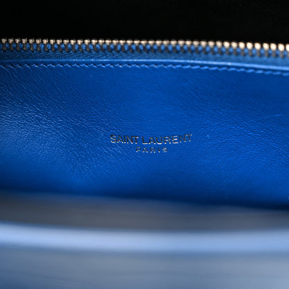 Saint Laurent Calfskin Crocodile Embossed Small Sac de Jour Royal Blue 7 of 17