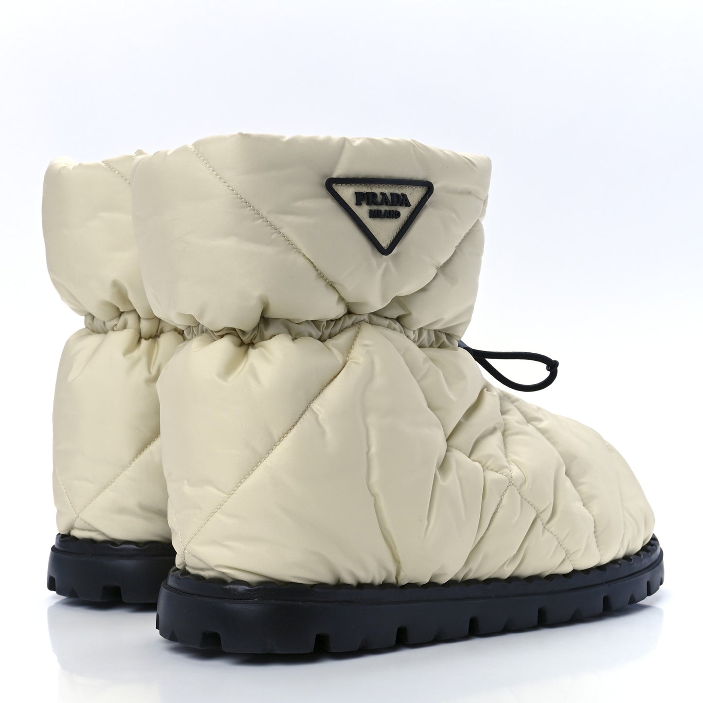 Re-Nylon Piuma Triangle Logo Padded Drawcord 20mm Snow Boots 40 Avorio