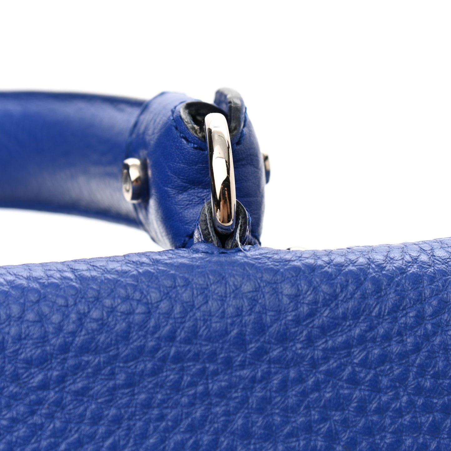 Grained Calfskin Sofia Satchel Blue