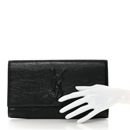 Saint Laurent Textured Patent Monogram Large Belle De Jour Clutch Black 2 of 7