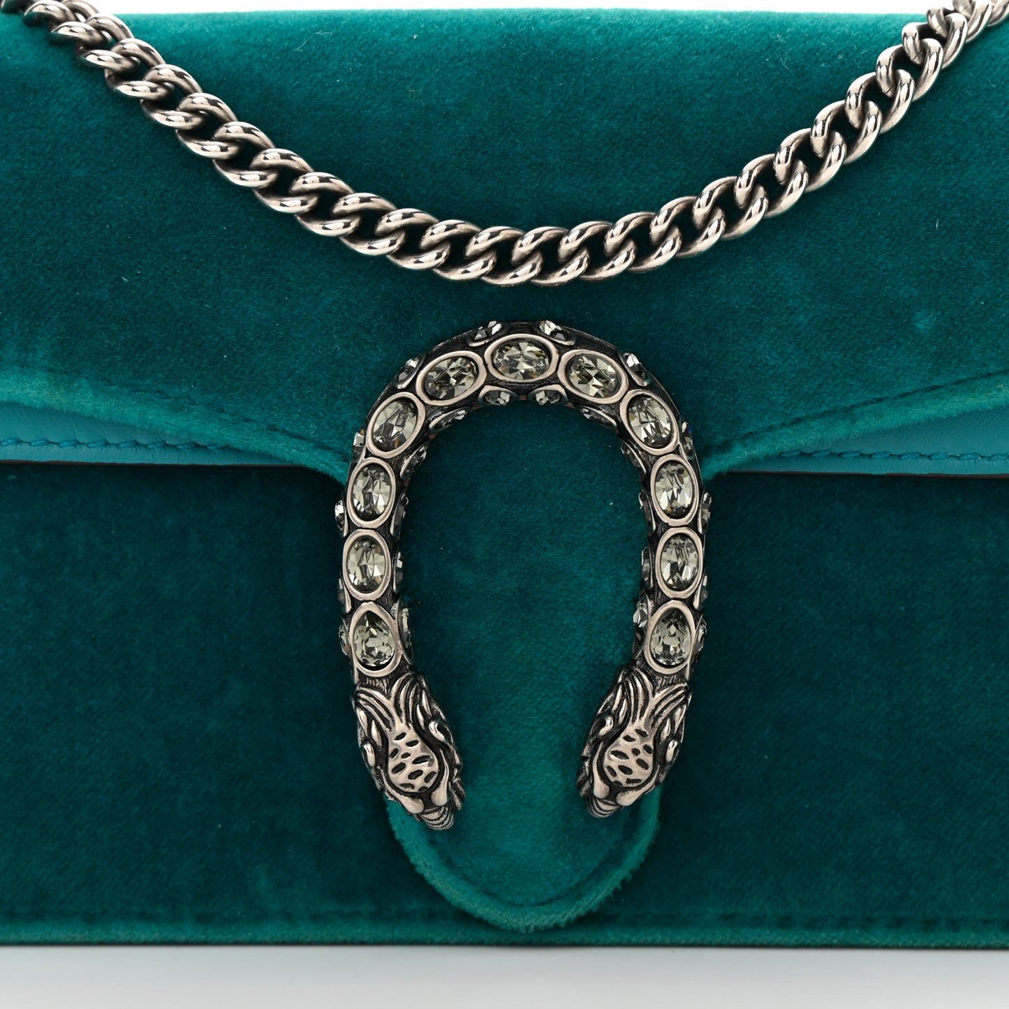 Velvet Super Mini Dionysus Shoulder Bag Pavone Cyan