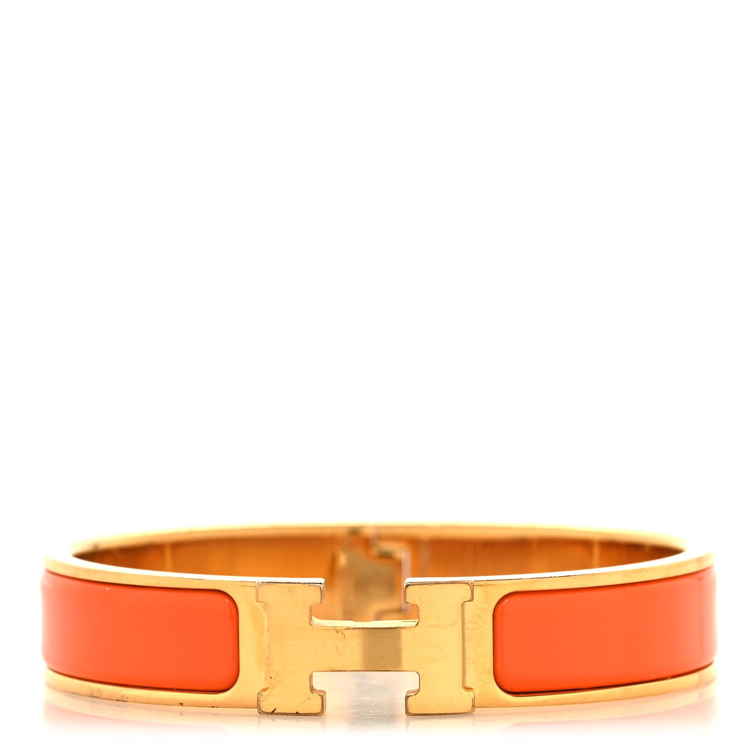 Hermes Enamel Narrow Clic Clac H Bracelet GM Orange 1 of 4