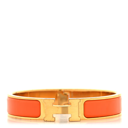 Hermes Enamel Narrow Clic Clac H Bracelet GM Orange 1 of 4