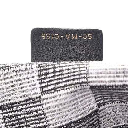 Christian Dior Canvas Embroidered Checkered Book Tote Black White 7 of 12