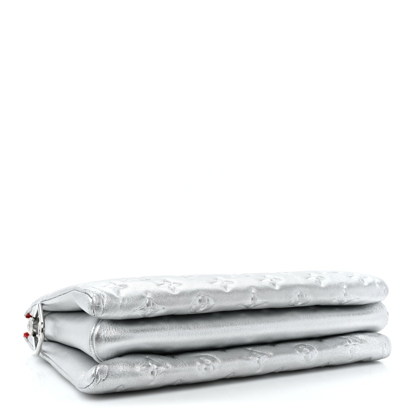 Metallic Lambskin Embossed Monogram Coussin PM Silver