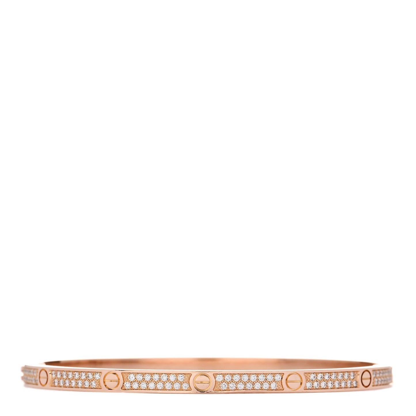 18K Pink Gold Diamond Small LOVE Paved Bracelet 17