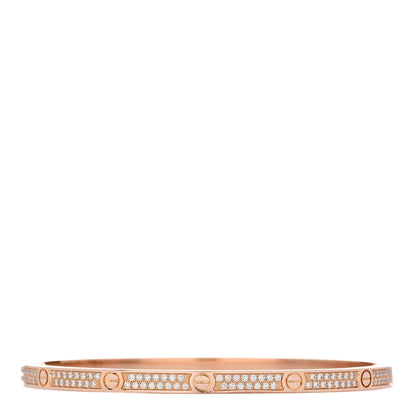 Cartier 18K Pink Gold Diamond Small LOVE Paved Bracelet 17 2 of 8