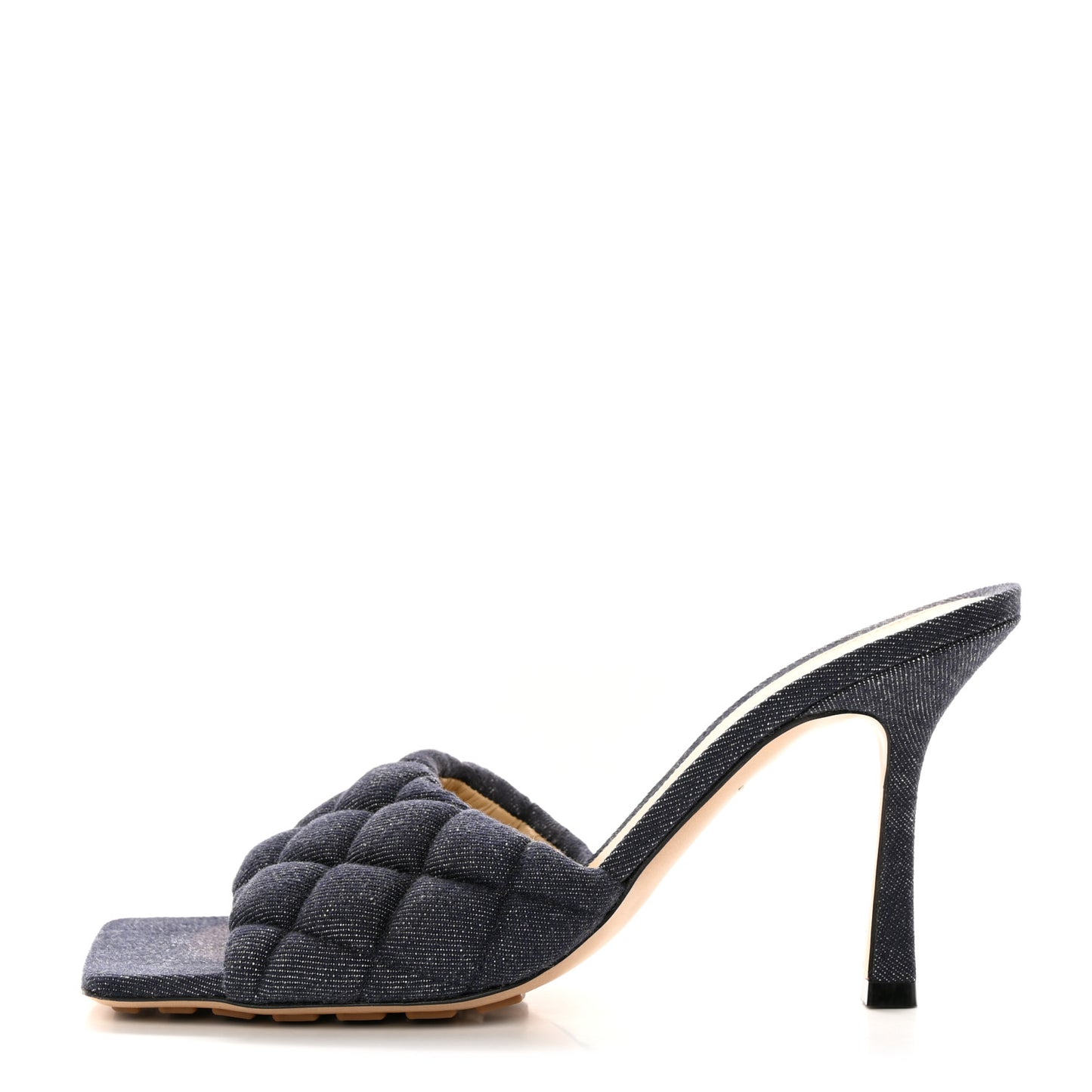 Denim Matelasse Padded Mule Sandals 39 Indigo