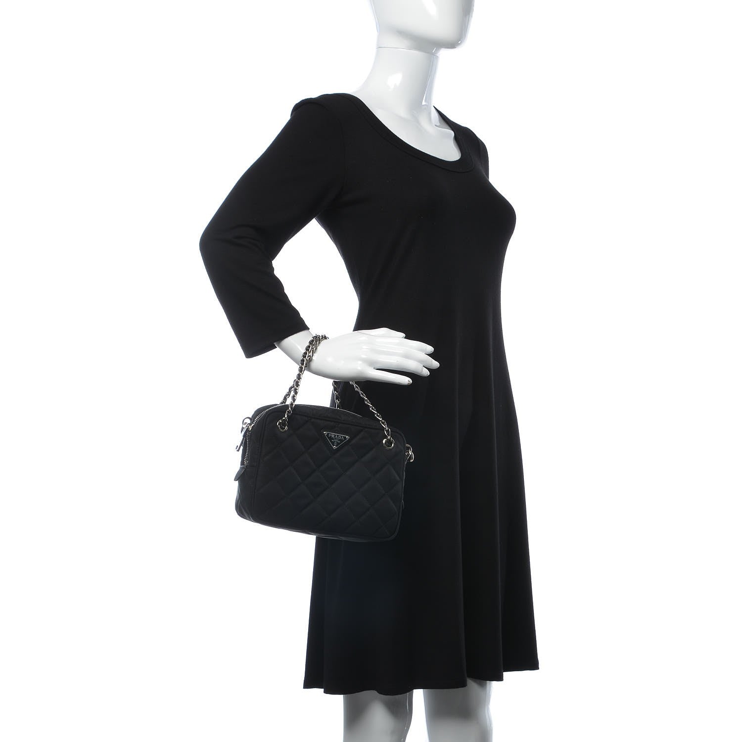 Prada Nylon Tessuto Impuntu Quilted Bandoliera Crossbody Bag Black 3 of 8