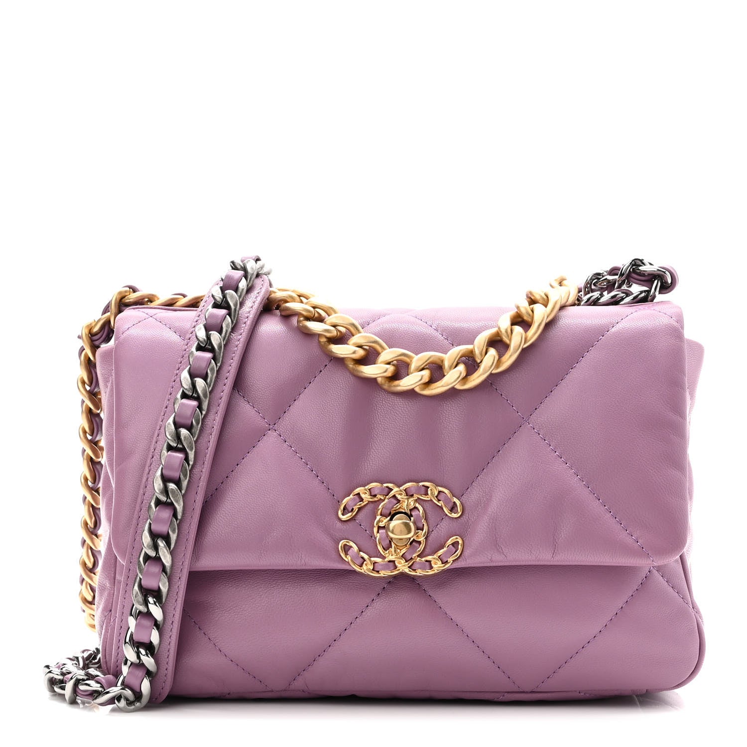 Chanel Goatskin Quilted Medium Chanel 19 Flap Violet Purple 1 of 10
