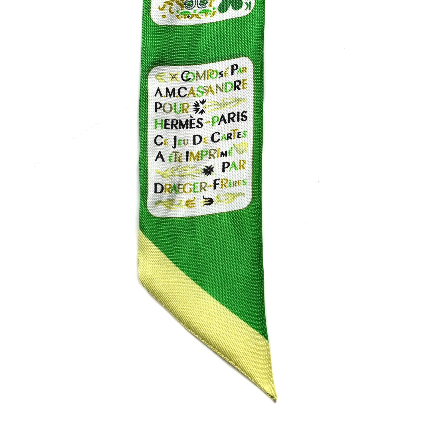 Hermes Silk Jeu de Cartes Twilly Vert Emeraude Black Jaune Soufre 2 of 4