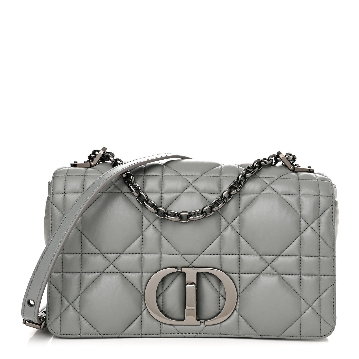 Christian Dior Calfskin Macrocannage Medium Caro Bag Iron Grey 1 of 10