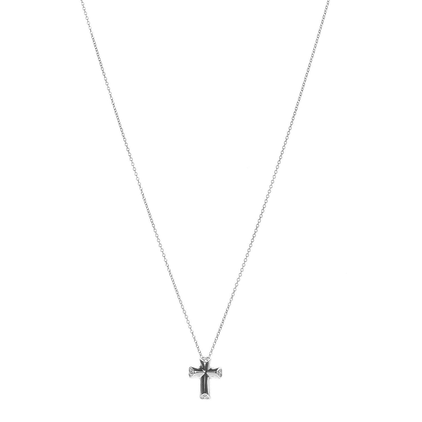18K White Gold Diamond Paloma Picasso Tenderness Mini Cross Pendant Necklace