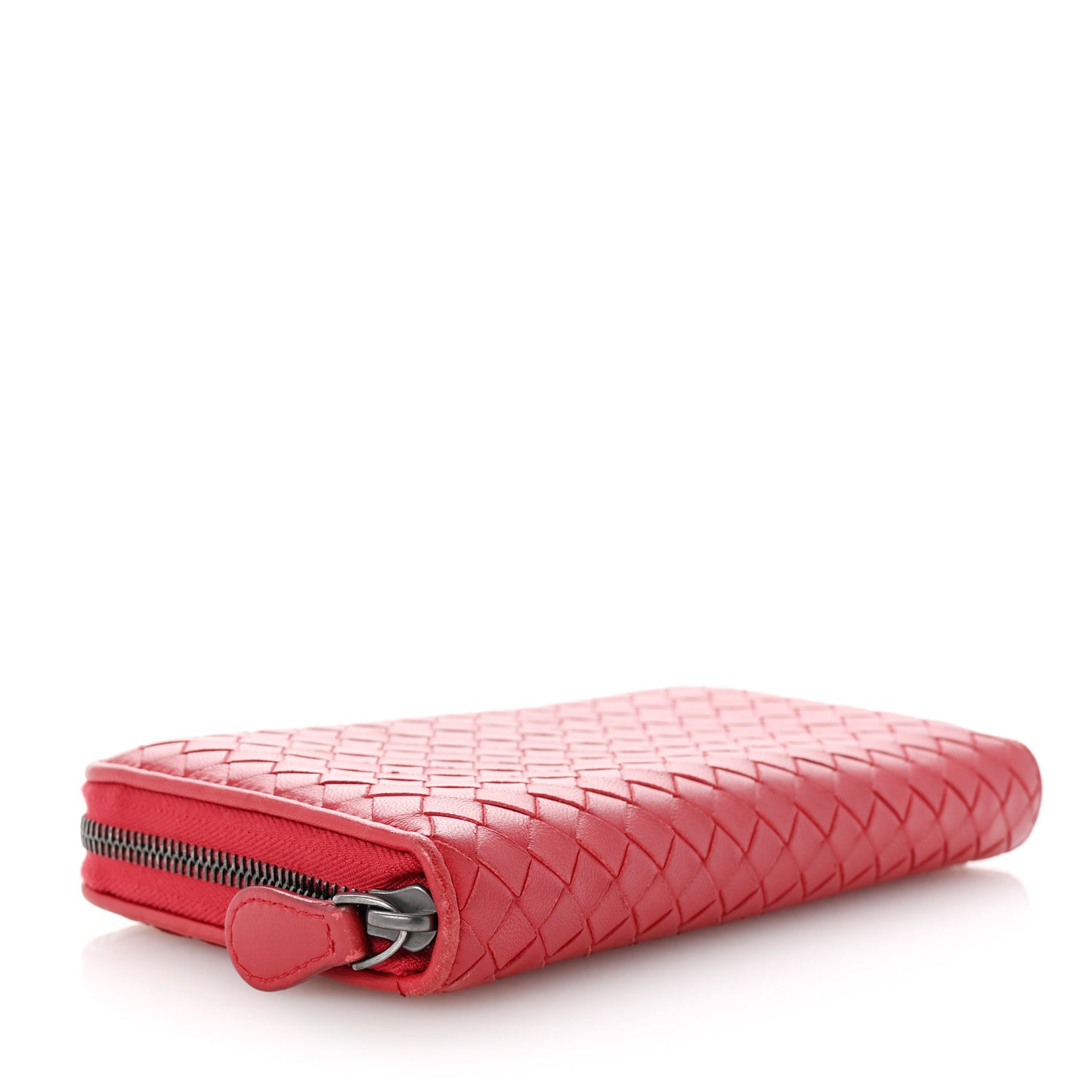 Nappa Intrecciato Zip Around Wallet Red