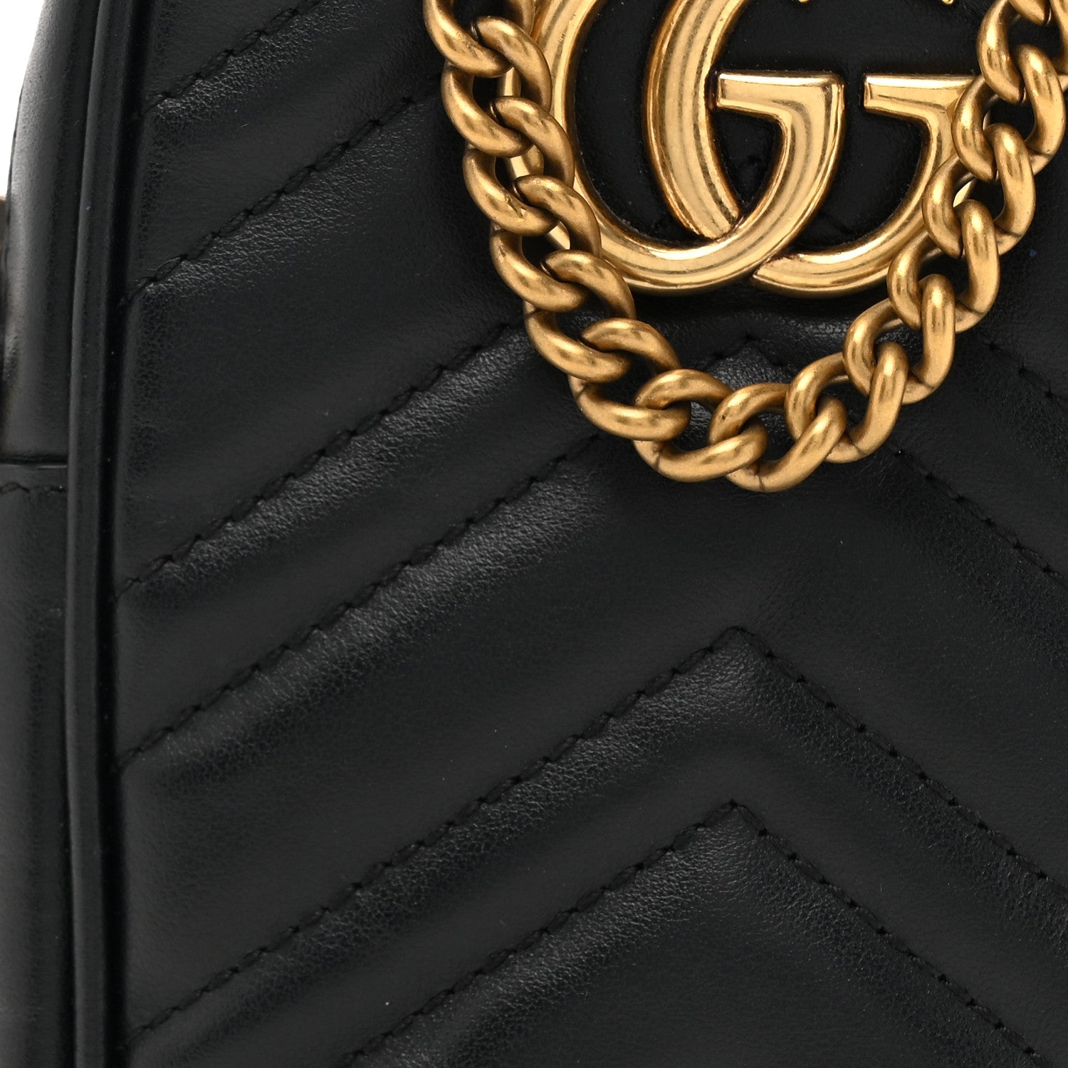 Gucci Calfskin Matelasse Mini GG Marmont Crossbody Bag Black 8 of 13