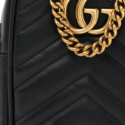 Gucci Calfskin Matelasse Mini GG Marmont Crossbody Bag Black 8 of 13