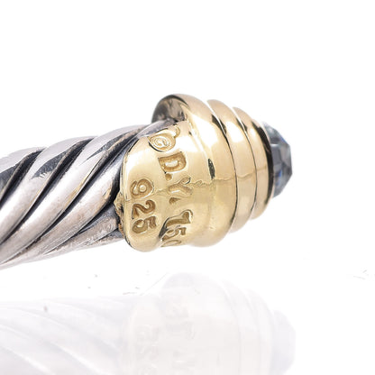David Yurman Sterling Silver 14K Yellow Gold Aquamarine 4mm Kids Cable Bracelet 4 of 5