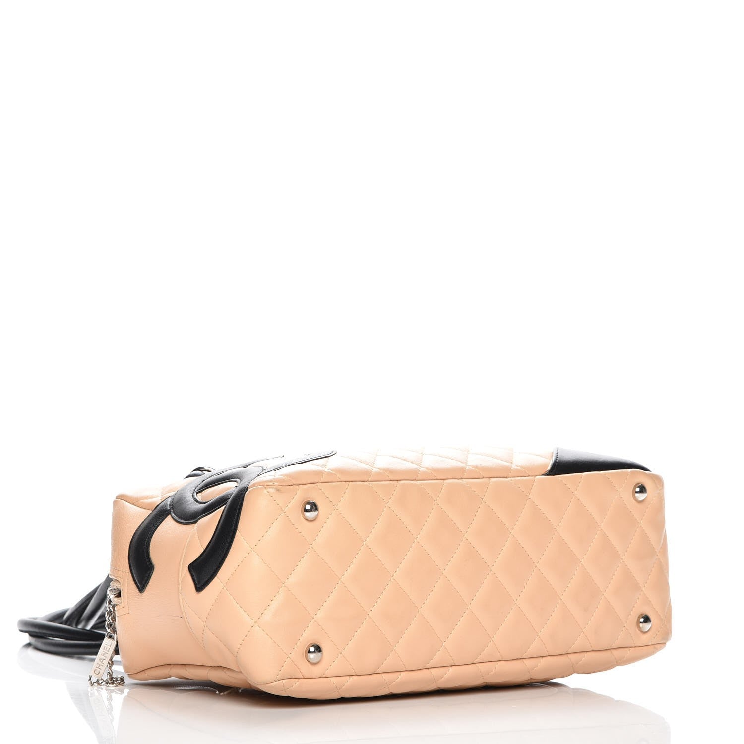 Chanel Calfskin Quilted Large Cambon Bowler Beige Black 4 of 9