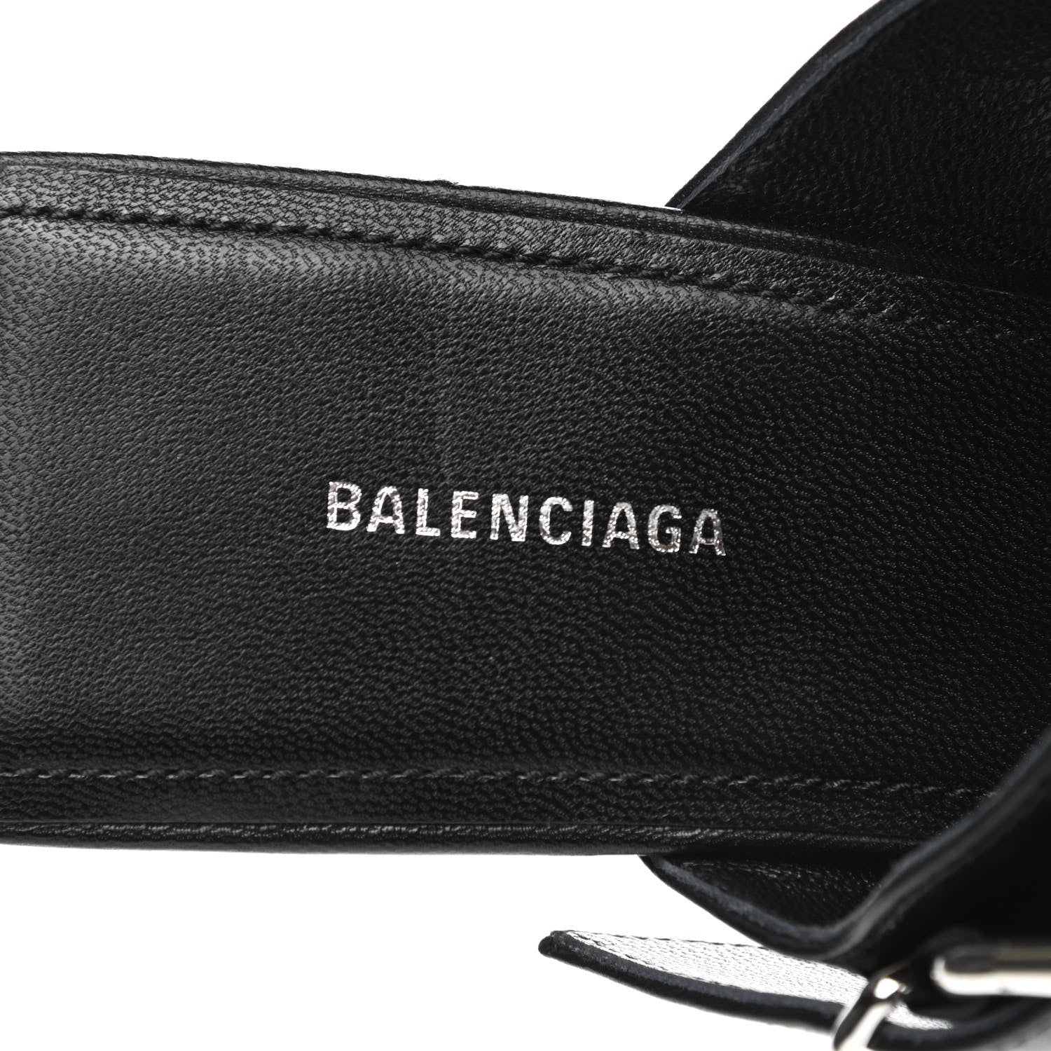 Balenciaga Shiny Kidskin Belt 40mm Mules 37 Black 7 of 9