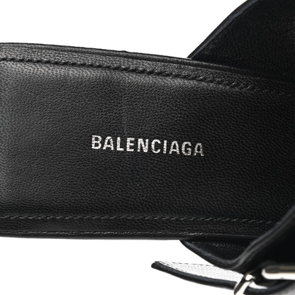 Balenciaga Shiny Kidskin Belt 40mm Mules 37 Black 7 of 9