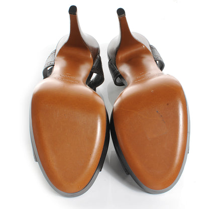 Saint Laurent Leather Platform Sandals Heels 39 Brown 4 of 6
