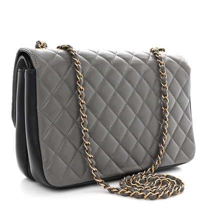 Chanel Lambskin Quilted Large CC Chic Flap Grey Dark Navy 3 of 13