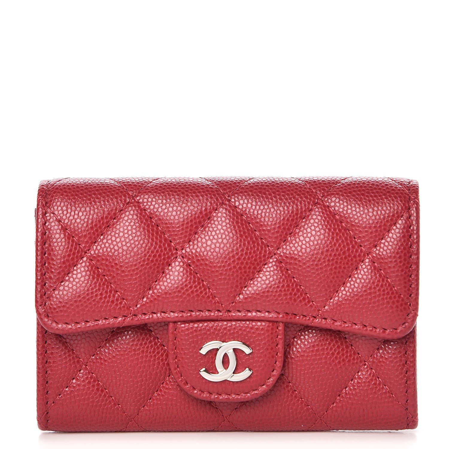 Chanel Caviar Quilted Flap Card Holder Pink 1 of 9