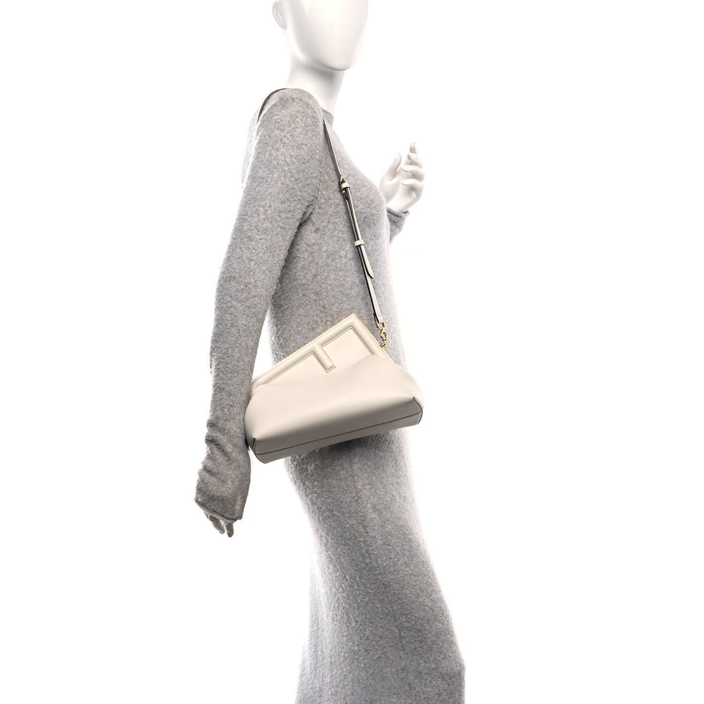 Shiny Nappa Midi Fendi First Ghiaia