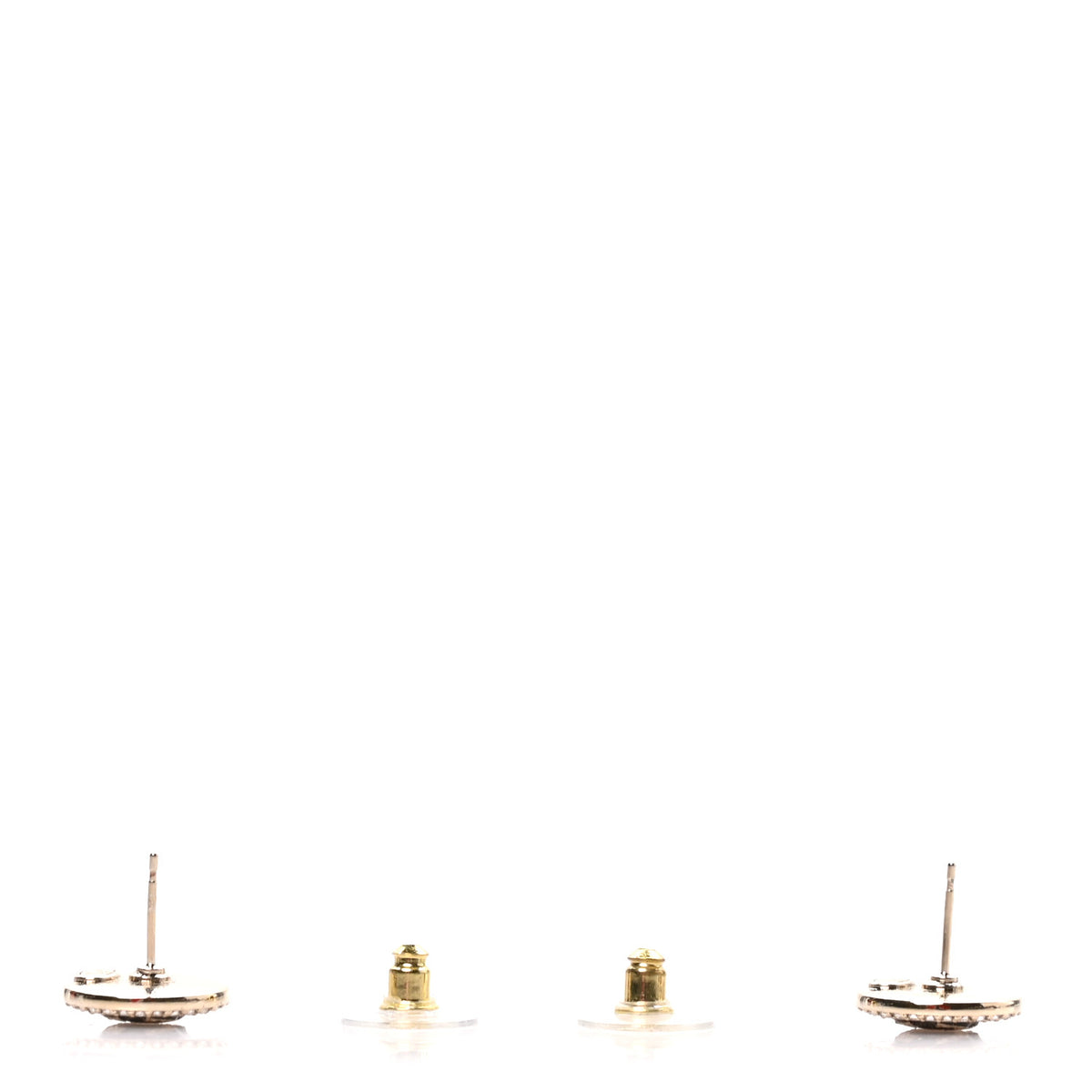 Chanel Glitter Enamel Crystal CC Stud Earrings Black Gold 3 of 5