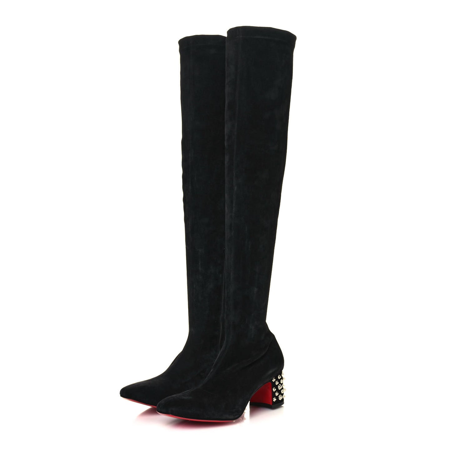 Veau Velours Spiked Study Stretch 55 Over The Knee Boots 39.5 Black