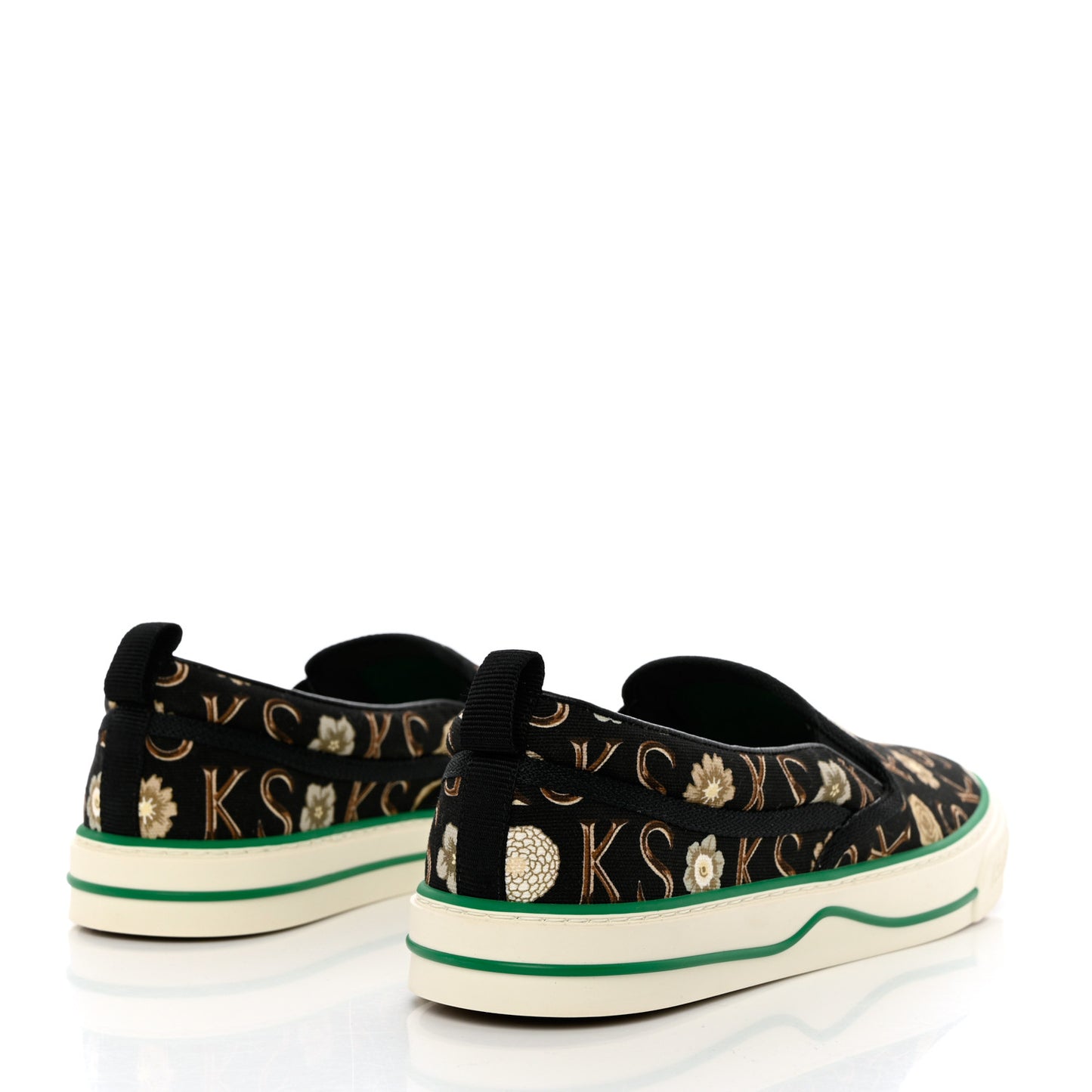 X KEN SCOTT Canvas Floral Print Mens Tennis 1977 Slip On Sneakers 10 Black Ivory