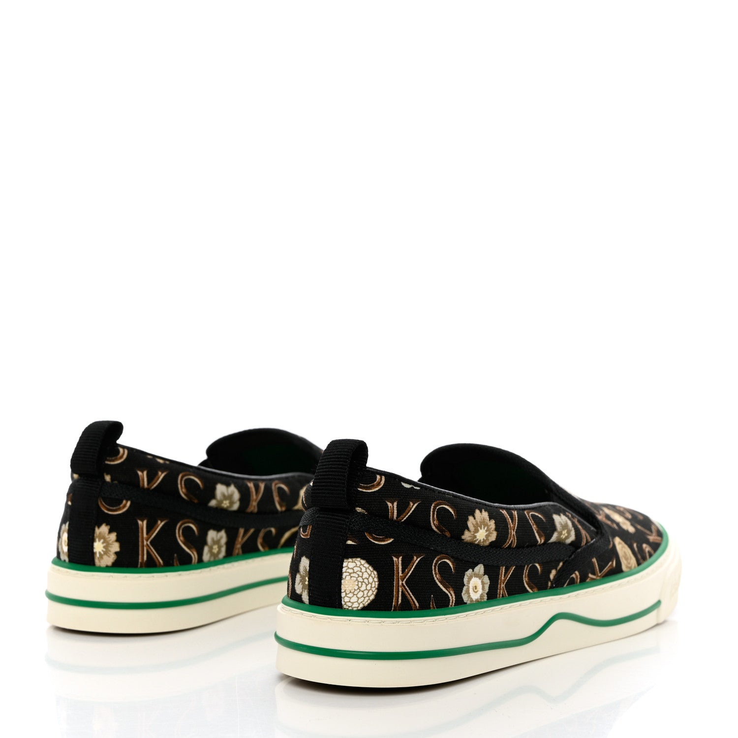 Gucci X KEN SCOTT Canvas Floral Print Mens Tennis 1977 Slip On Sneakers 10 Black Ivory 4 of 8