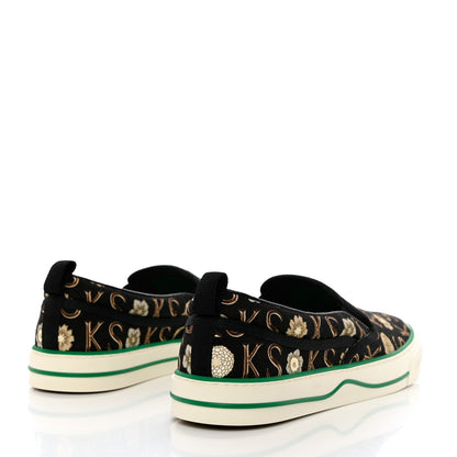 Gucci X KEN SCOTT Canvas Floral Print Mens Tennis 1977 Slip On Sneakers 10 Black Ivory 4 of 8