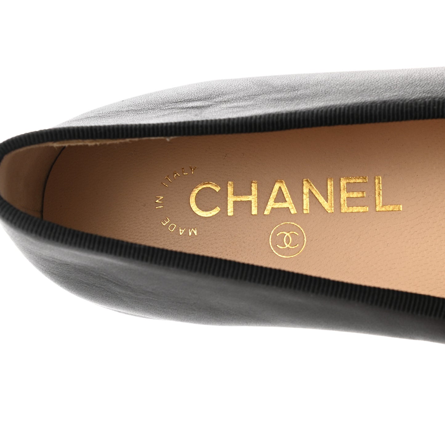 Lambskin Cap Toe Ballerina Flats 37 Black