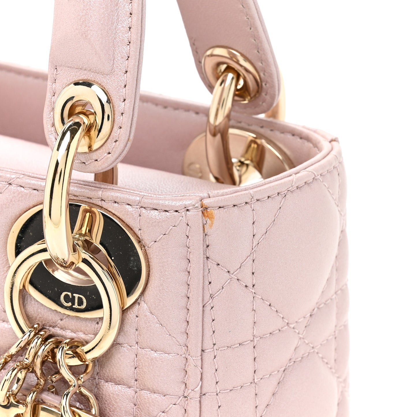 Metallic Lambskin Cannage Mini Lady Dior Lotus