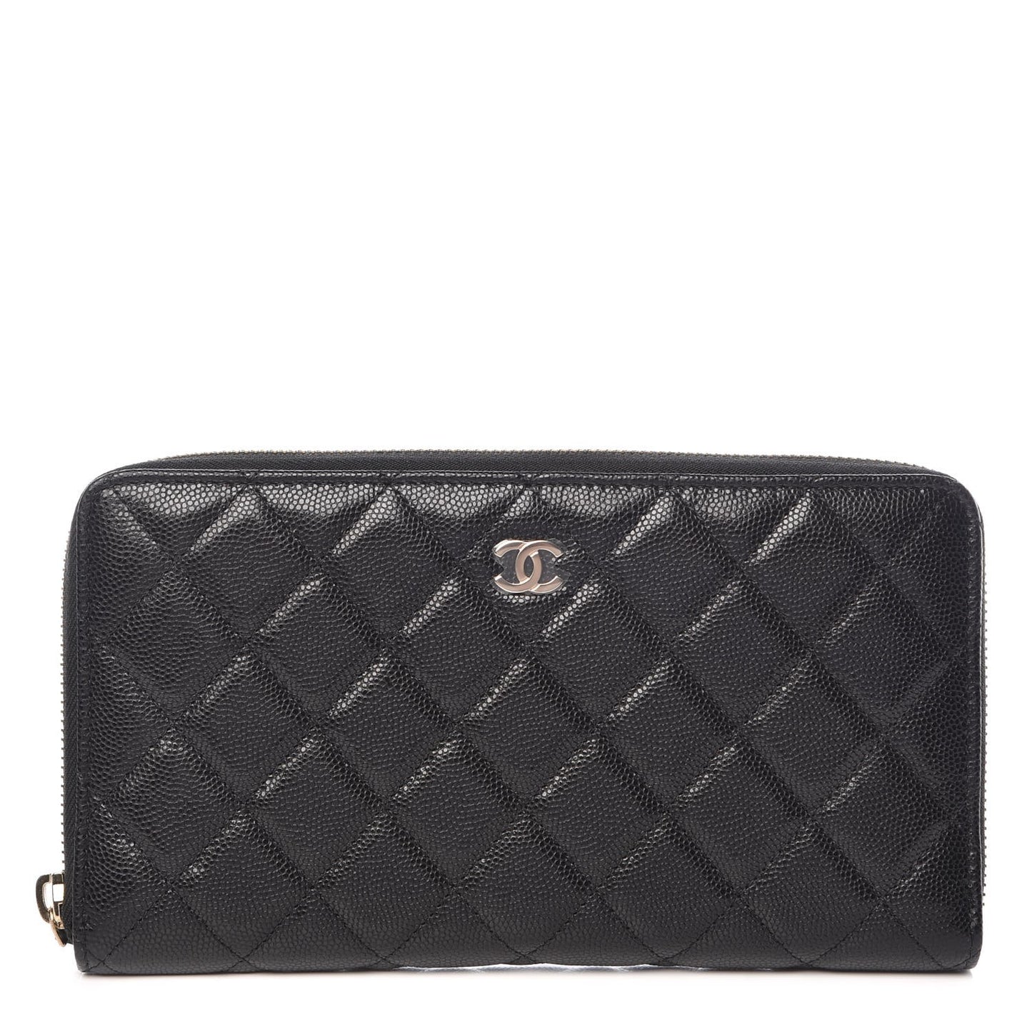Caviar Quilted Large Zip Around Organizer Wallet Black