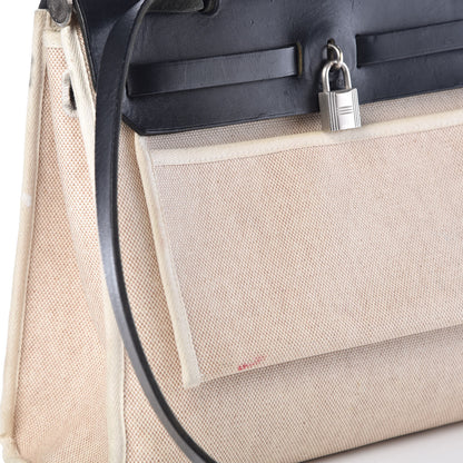 Hermes Toile Vache Calfskin Herbag 30 PM Natural Black 18 of 20