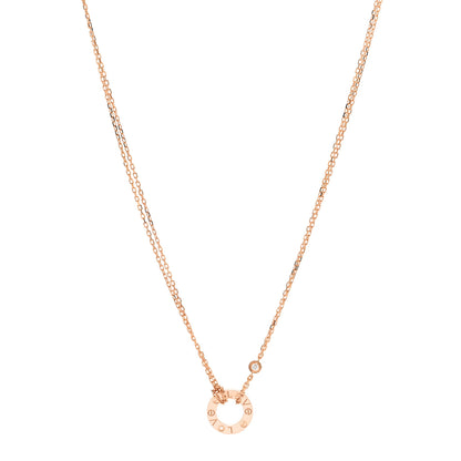 Cartier 18K Pink Gold 2 Diamond LOVE Necklace 1 of 8