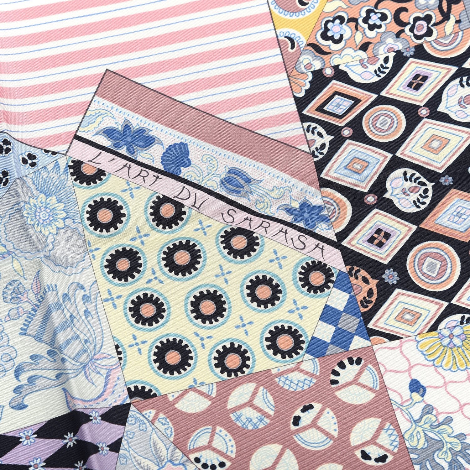 Hermes Silk L'Art du Sarasa Scarf 90 Rose Pale Gris Perle Mauve 3 of 5