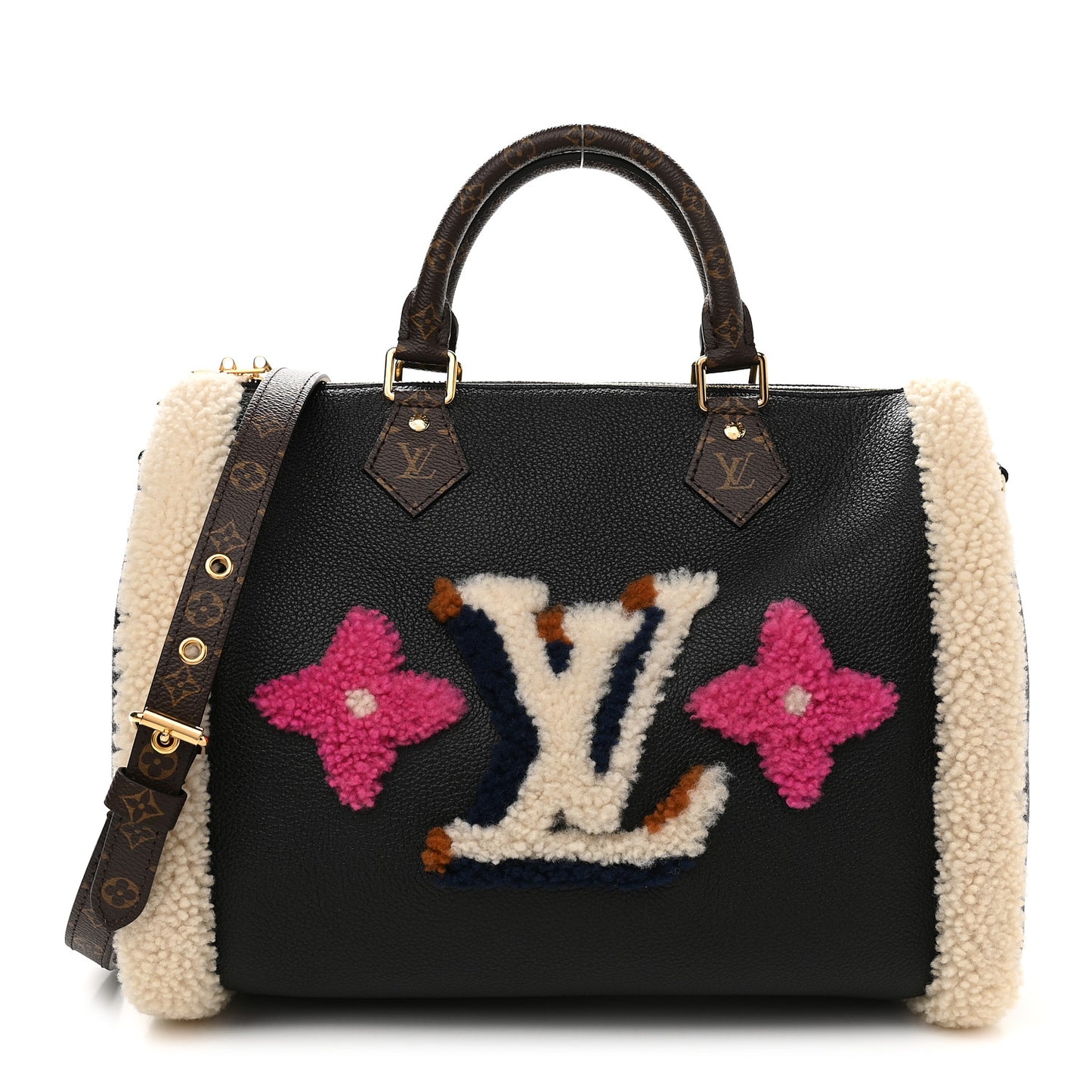 Calfskin Monogram Teddy Speedy Bandouliere 30 Black