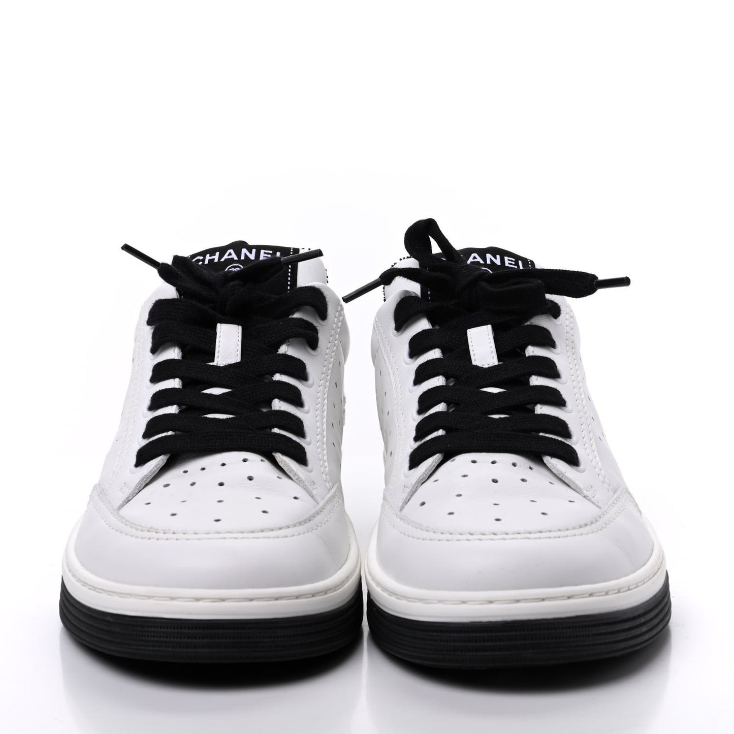 Calfskin Womens Logo Sneakers 40 White Black