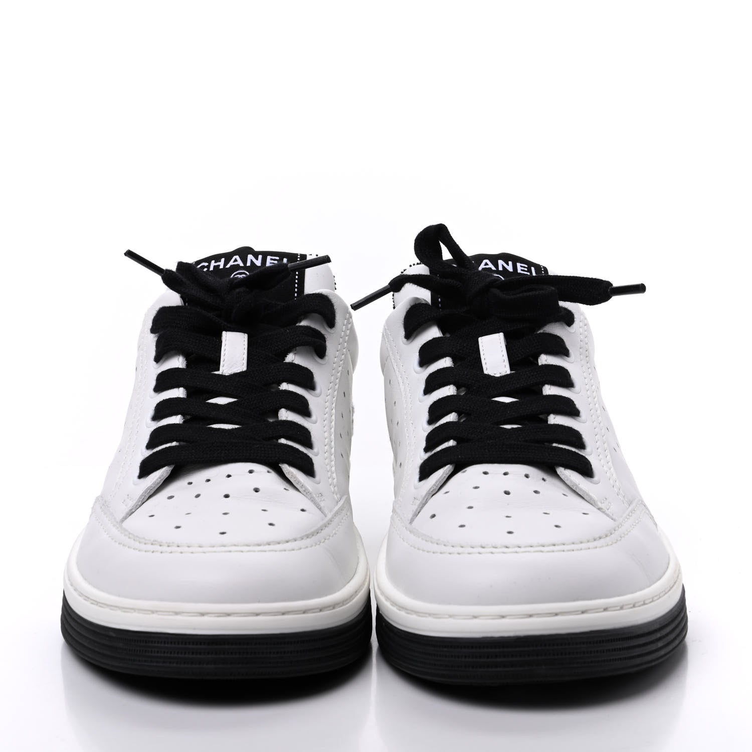 Chanel Calfskin Womens Logo Sneakers 40 White Black 2 of 9