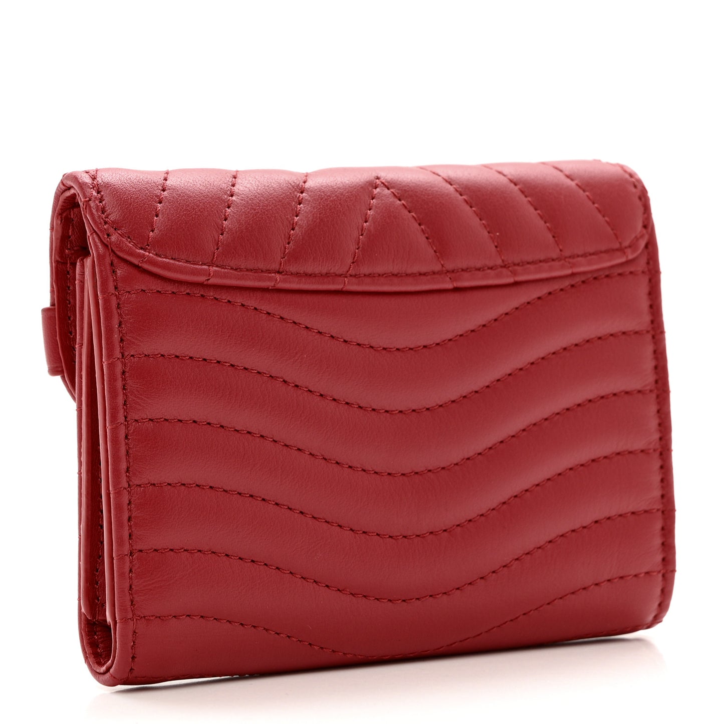 Calfskin New Wave Compact Wallet Rouge