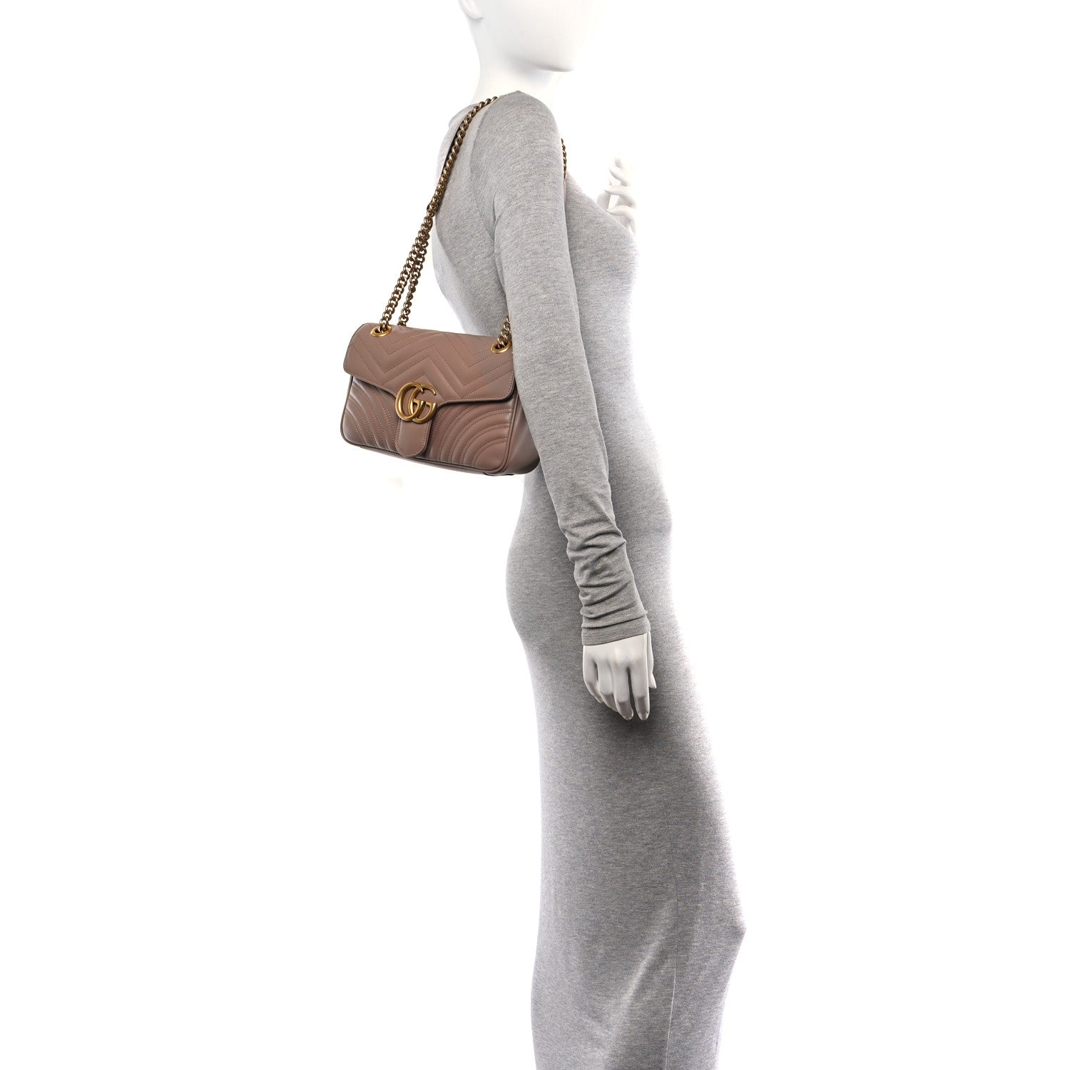 Gucci Calfskin Matelasse Small GG Marmont Shoulder Bag Porcelain Rose 2 of 11