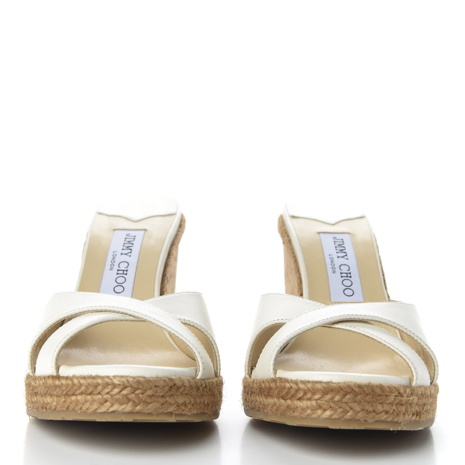 Jimmy Choo Nappa Almen Rope Cork Wedge Sandal 38 Chalk 2 of 8
