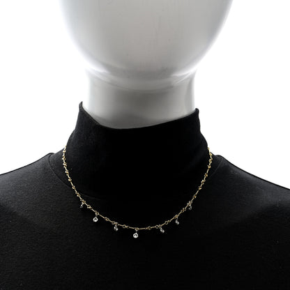 Roberto Coin 18K Yellow White Gold Diamonds by the Inch Dog Bone Chain Dangle Necklace 3 of 4